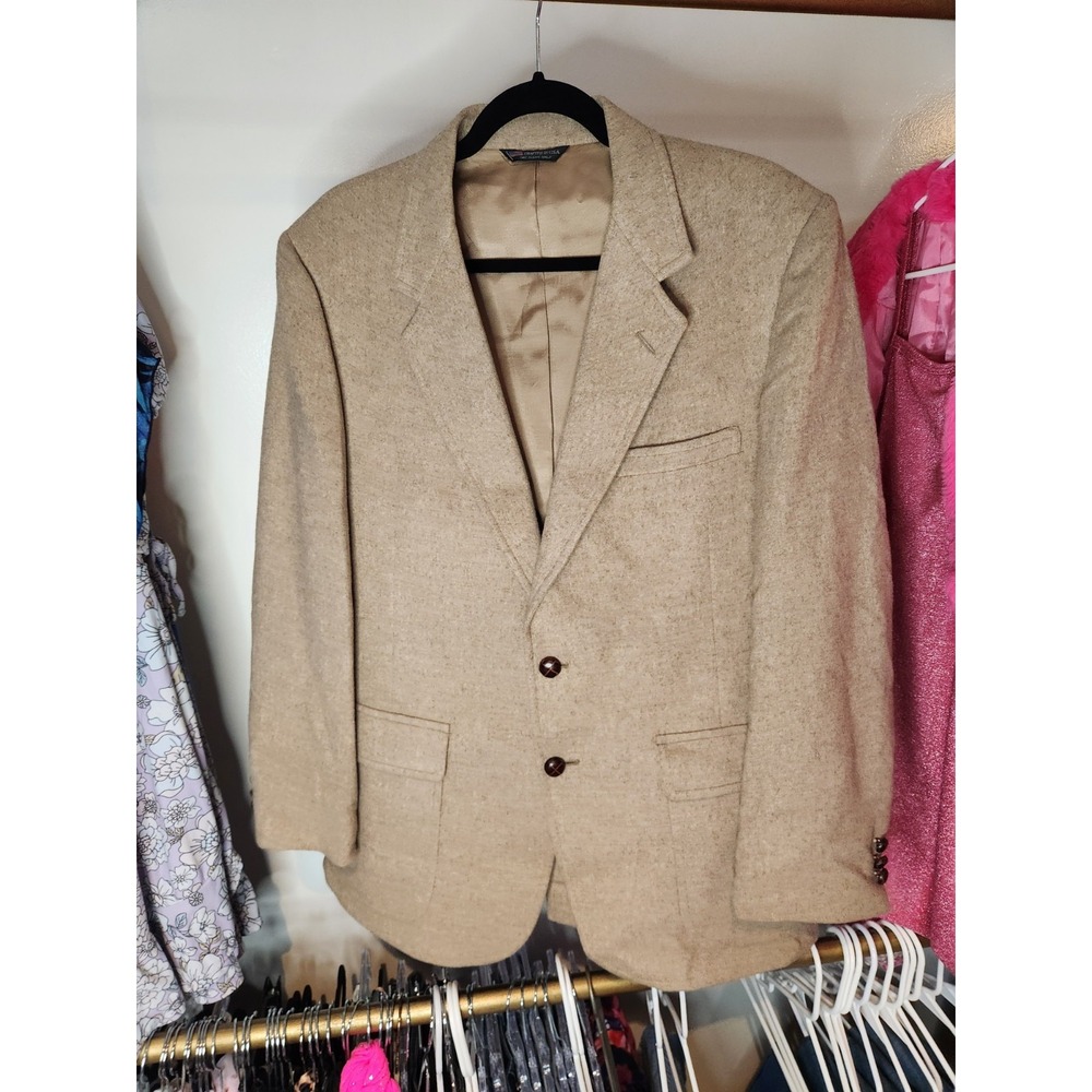 Vintage Men's Sports‎ Coat Jacket Carters Wool Tan Made In USA Men’s 42 Regular